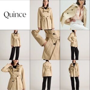NWT QUINCE Comfort Stretch Short Trench Coat Size S Light Khaki